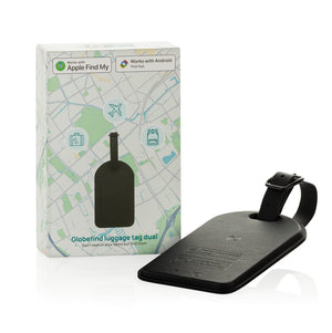 Etichetta bagaglio finder Globefind Dual RCS nero - personalizzabile con logo