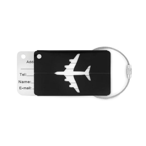 Etichetta bagaglio in alluminio plane Nero - personalizzabile con logo