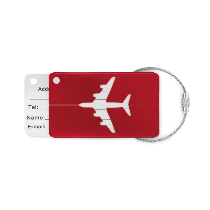 Etichetta bagaglio in alluminio plane rosso - personalizzabile con logo