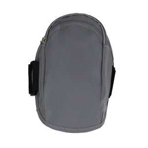 Fascia da braccio sportiva riflettente con custodia per oggetti di valore Grigio - personalizzabile con logo