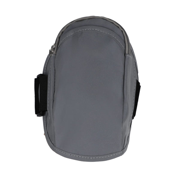 Fascia da braccio sportiva riflettente con custodia per oggetti di valore Grigio - personalizzabile con logo