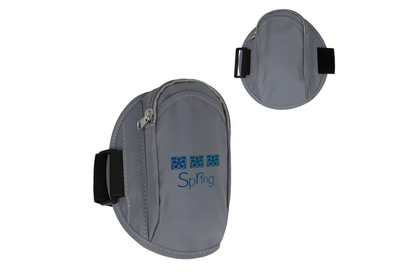 Fascia da braccio sportiva riflettente con custodia per oggetti di valore Grigio - personalizzabile con logo