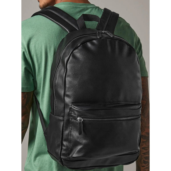 Faux Leather Fashion Backpack nero - personalizzabile con logo