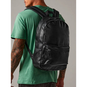 Faux Leather Fashion Backpack nero - personalizzabile con logo