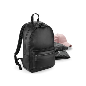 Faux Leather Fashion Backpack nero - personalizzabile con logo