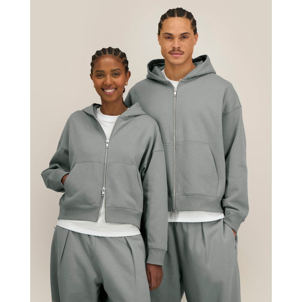 Felpa A Zip Con Cappuccio Unisex Boxy Fronter - personalizzabile con logo