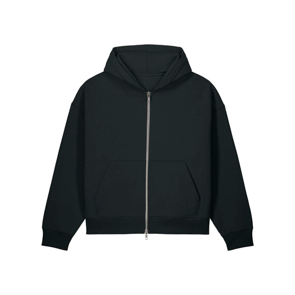 Felpa A Zip Con Cappuccio Unisex Boxy Fronter nero / XS - personalizzabile con logo