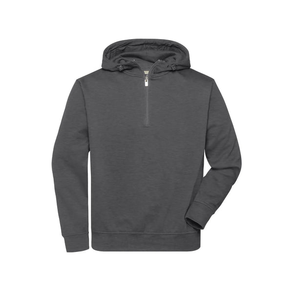 Felpa Bio Workwear Half Zip cappuccio grigio / XS - personalizzabile con logo