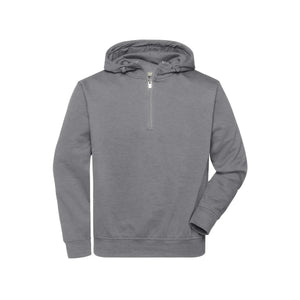 Felpa Bio Workwear Half Zip cappuccio light-melange / XS - personalizzabile con logo
