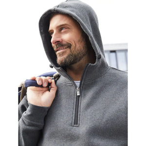 Felpa Bio Workwear Half Zip cappuccio - personalizzabile con logo