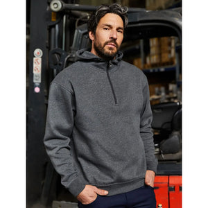 Felpa Bio Workwear Half Zip cappuccio - personalizzabile con logo