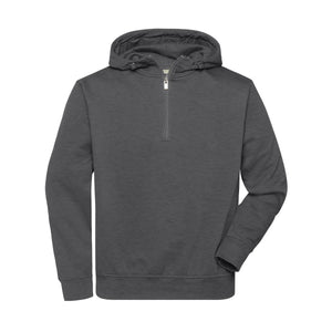 Felpa Bio Workwear Half Zip cappuccio - personalizzabile con logo