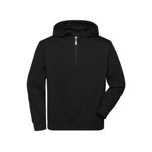 Felpa Bio Workwear Half Zip cappuccio nero / XS - personalizzabile con logo