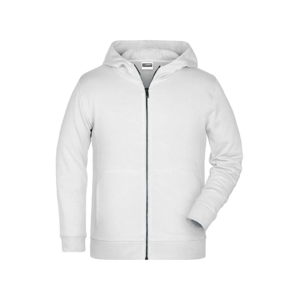 Felpa Childrens Zip cappuccio bianco / XS - personalizzabile con logo
