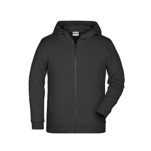Felpa Childrens Zip cappuccio nero / XS - personalizzabile con logo