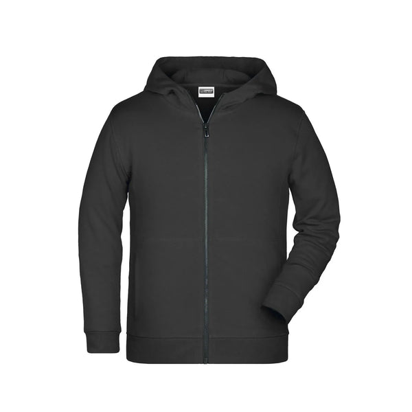 Felpa Childrens Zip cappuccio nero / XS - personalizzabile con logo