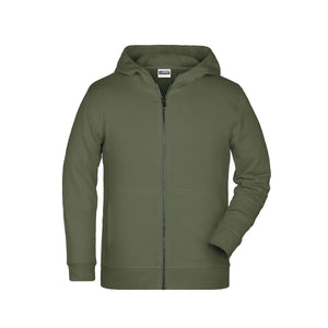 Felpa Childrens Zip cappuccio olive / XS - personalizzabile con logo