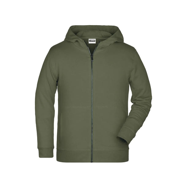 Felpa Childrens Zip cappuccio olive / XS - personalizzabile con logo