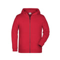 Felpa Childrens Zip cappuccio rosso / XS - personalizzabile con logo
