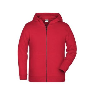 Felpa Childrens Zip cappuccio rosso / XS - personalizzabile con logo