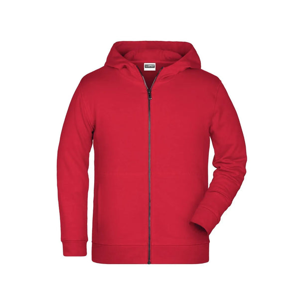 Felpa Childrens Zip cappuccio rosso / XS - personalizzabile con logo