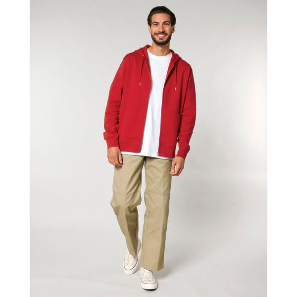 Felpa Con Cappuccio E Zip Unisex Iconic Cultivator 2.0 rosso / XS - personalizzabile con logo