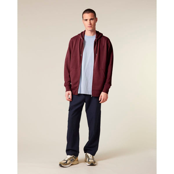 Felpa Con Cappuccio E Zip Unisex In French Terry Connector 2.0 bordeaux / XXS - personalizzabile con logo