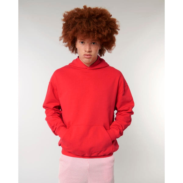 Felpa Con Cappuccio Unisex Boxy Al Tocco Secco Cooper Dry rosso / XS - personalizzabile con logo