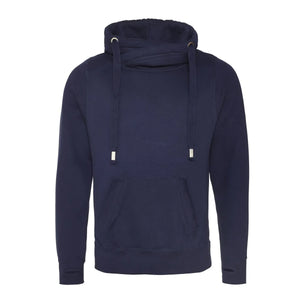 Felpa Cross Neck Hoodie blu / S - personalizzabile con logo