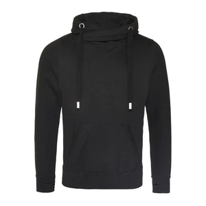 Felpa Cross Neck Hoodie nero / S - personalizzabile con logo