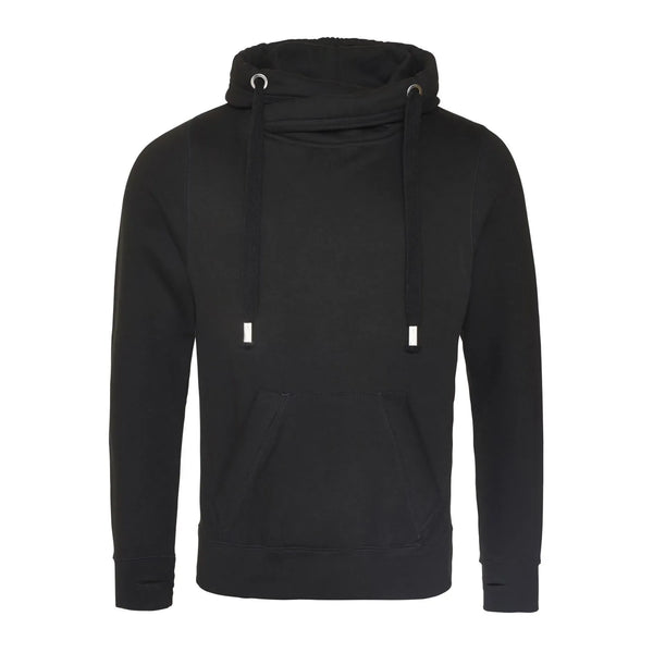 Felpa Cross Neck Hoodie nero / S - personalizzabile con logo