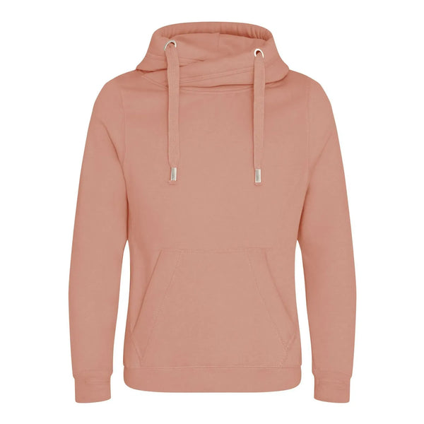 Felpa Cross Neck Hoodie rosa / S - personalizzabile con logo
