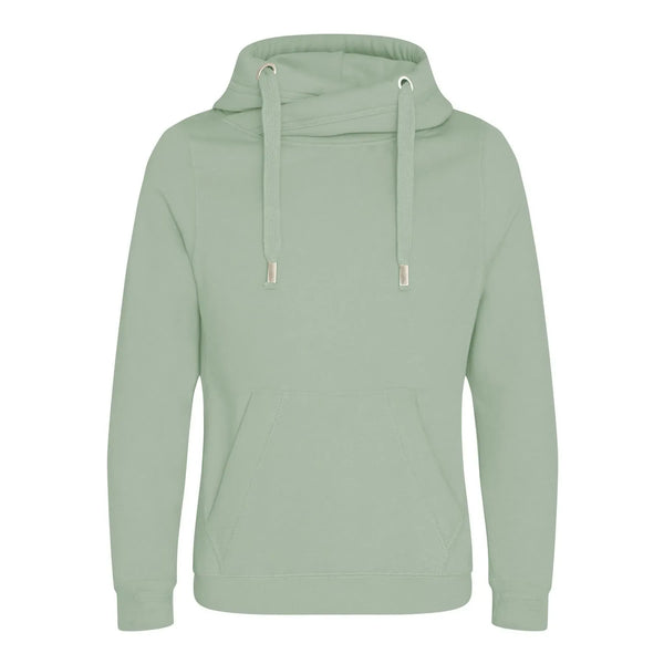 Felpa Cross Neck Hoodie verde / S - personalizzabile con logo