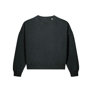 Felpa Donna Girocollo Garment Dyed Stella Alma Vintage nero / XS - personalizzabile con logo