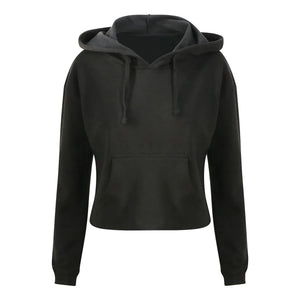 Felpa Girlie Cropped Hoodie nero / XS - personalizzabile con logo