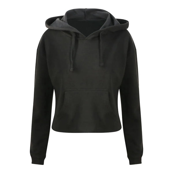 Felpa Girlie Cropped Hoodie nero / XS - personalizzabile con logo