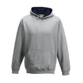 Felpa Kids Varsity Hoodie heather grey/french navy / XS - personalizzabile con logo