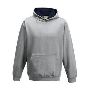 Felpa Kids Varsity Hoodie heather grey/french navy / XS - personalizzabile con logo
