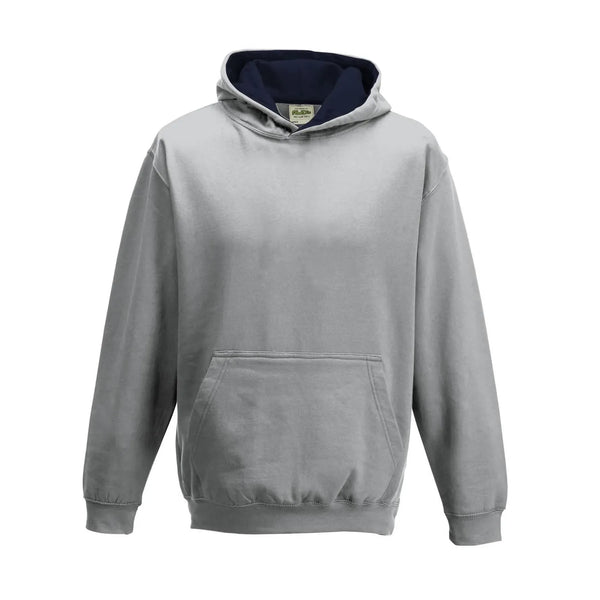 Felpa Kids Varsity Hoodie heather grey/french navy / XS - personalizzabile con logo