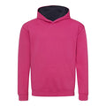 Felpa Kids Varsity Hoodie hot pink/french navy / XS - personalizzabile con logo