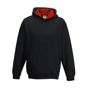 Felpa Kids Varsity Hoodie jet black/fire red / XS - personalizzabile con logo