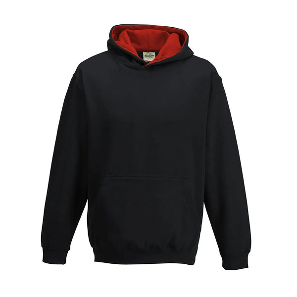 Felpa Kids Varsity Hoodie jet black/fire red / XS - personalizzabile con logo