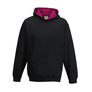 Felpa Kids Varsity Hoodie jet black/hot pink / XS - personalizzabile con logo