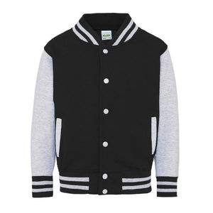 Felpa Kids Varsity Jacket jet black/heather grey / XS - personalizzabile con logo