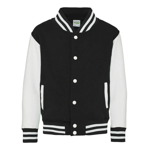 Felpa Kids Varsity Jacket jet black/white / XS - personalizzabile con logo