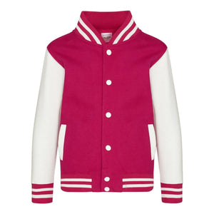 Felpa Kids Varsity Jacket rosa / XS - personalizzabile con logo