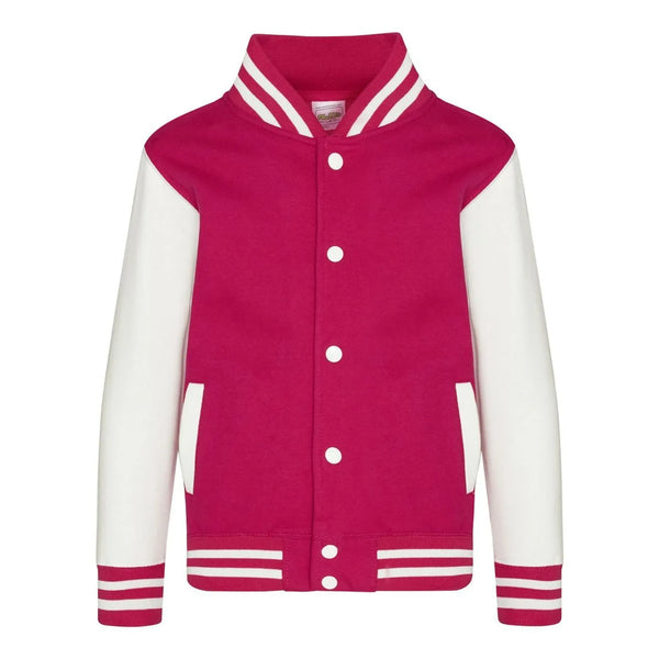 Felpa Kids Varsity Jacket rosa / XS - personalizzabile con logo