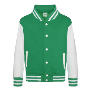 Felpa Kids Varsity Jacket verde / XS - personalizzabile con logo