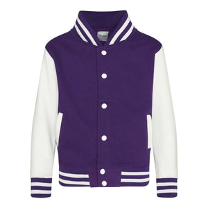 Felpa Kids Varsity Jacket viola / XS - personalizzabile con logo