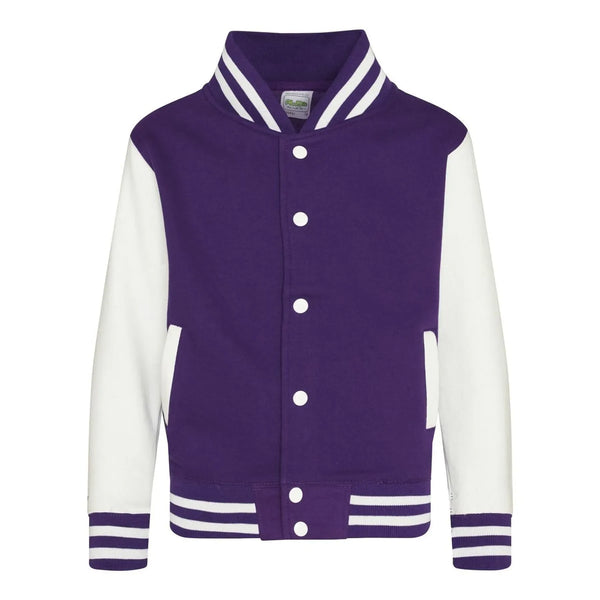 Felpa Kids Varsity Jacket viola / XS - personalizzabile con logo